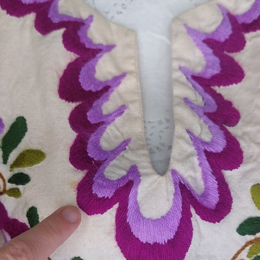 Vintage 70s Peacock Tunic, Purple, Angel Wing, Hippie, Boho - Picture 12 of 16